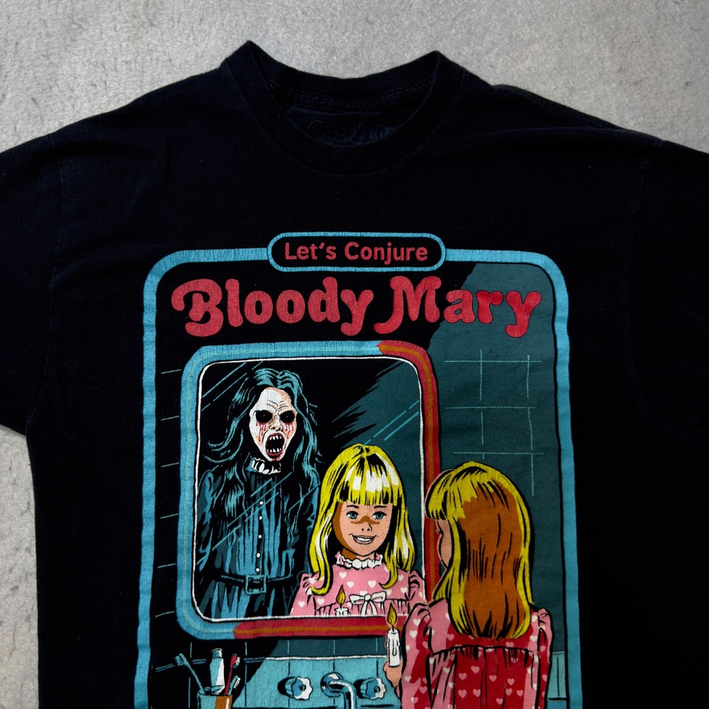 Creepy Co Bloody Mary Graphic T-Shirt Mens Medium Black Excellent Retro Horror